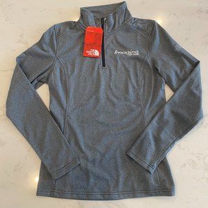 New North Face 1/4 Zip Tech Fleece Jacket Women's Small S Heather Gray with Logo